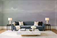 Sage Gradient Abstract Mural in a living room