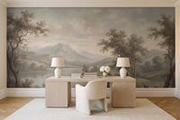 Sage Lake Landscape Mural in a home office