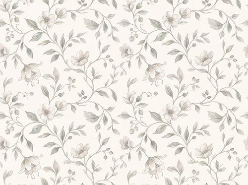 Sage Vine Botanical Mural sample on the real paper