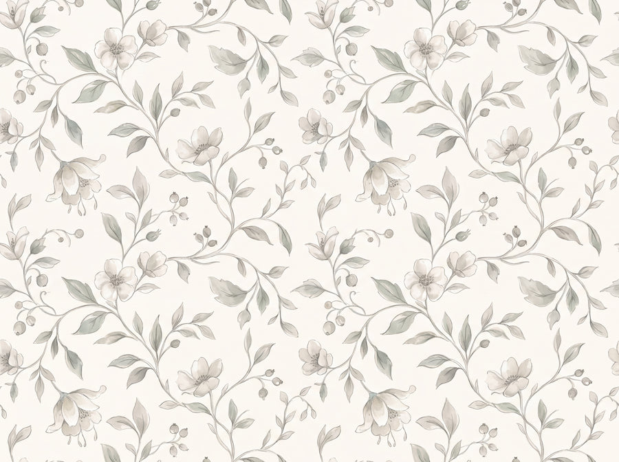 Sage Vine Botanical Mural, preview of the area printed on your wall