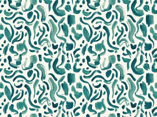 Teal Brushstroke Abstract Mural sample on the real paper