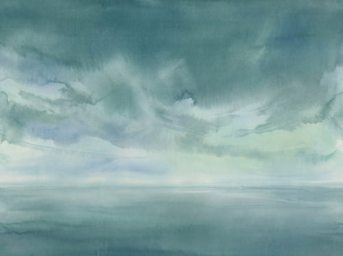 Teal Sky Landscape Mural sample on the real paper