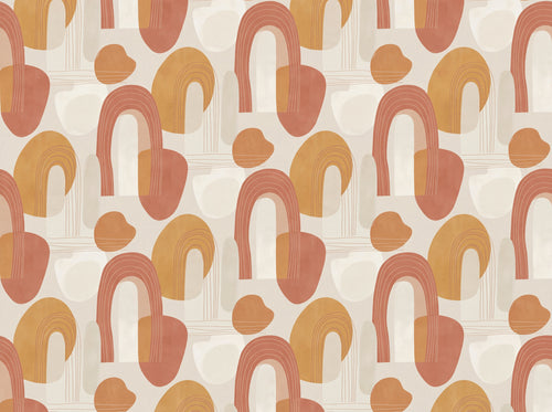 Terracotta Arch Abstract Mural sample on the real paper