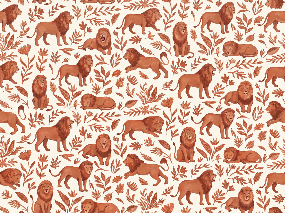 Terracotta Lion Animal Mural design