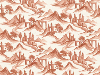 Terracotta Mountain Landscape Mural sample