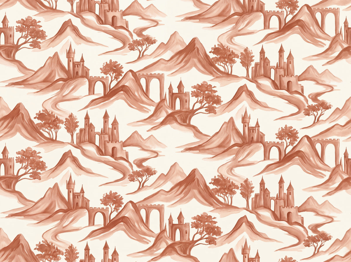 Terracotta Mountain Landscape Mural design