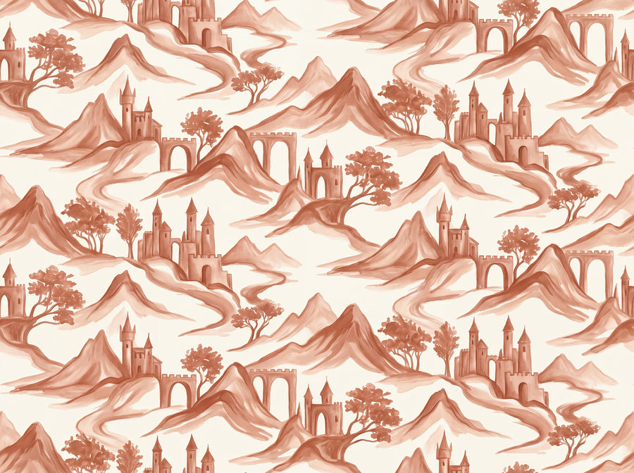 Terracotta Mountain Landscape Mural