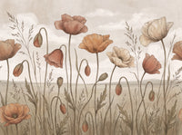 Terracotta Poppy Floral Mural design