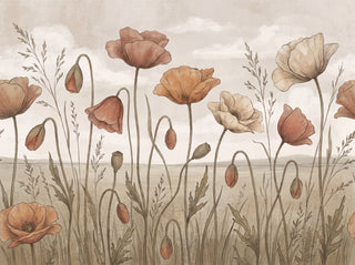 Terracotta Poppy Floral Mural sample