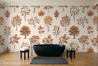Terracotta Tree Botanical Mural in a bathroom