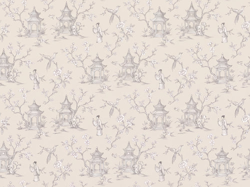 White Chinoiserie Mural sample on the real paper
