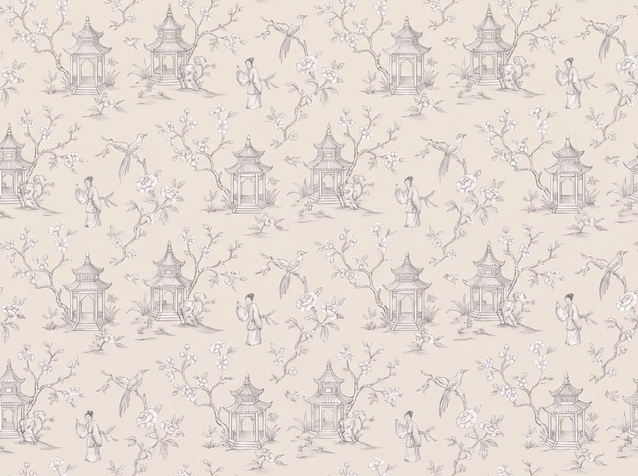 White Chinoiserie Mural, preview of the area printed on your wall