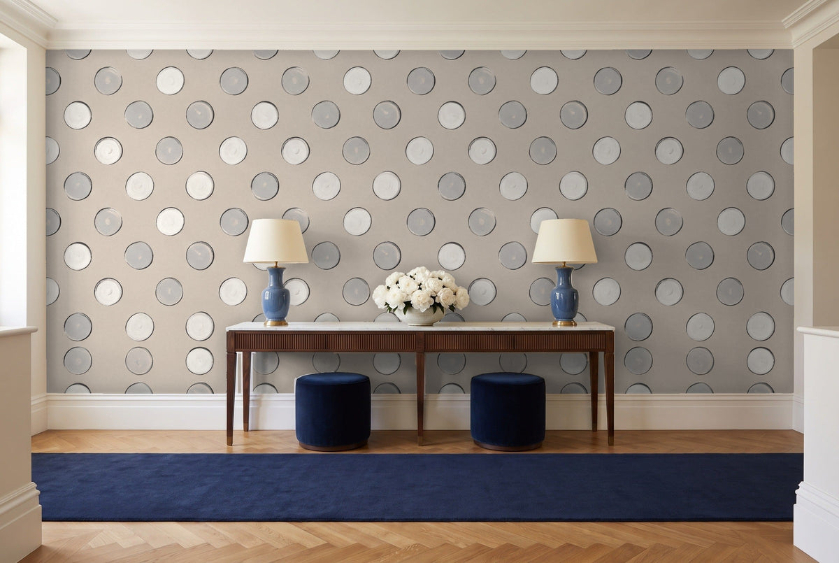 White Polka Dot Mural in an entryway
