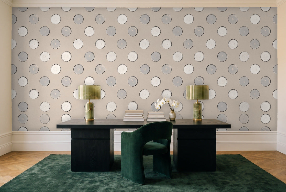White Polka Dot Mural in a home office