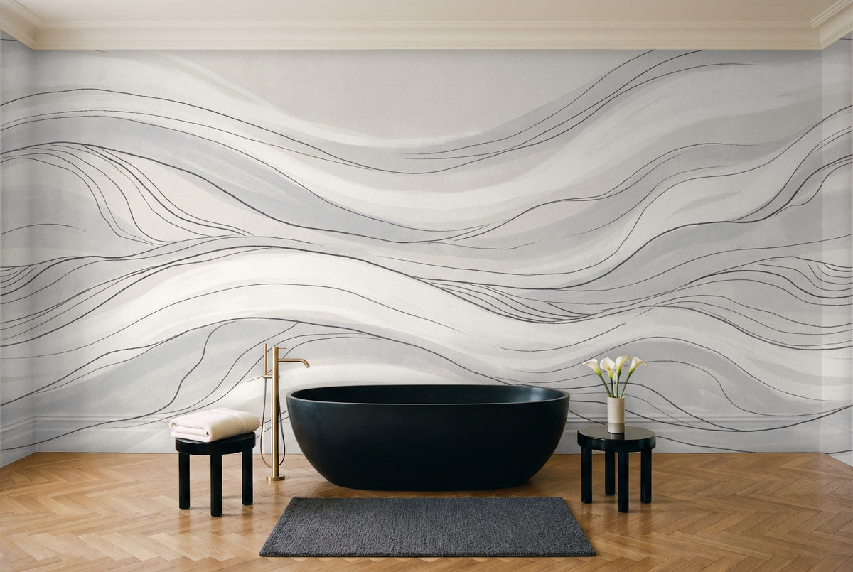 Billow, Pearl in a bathroom